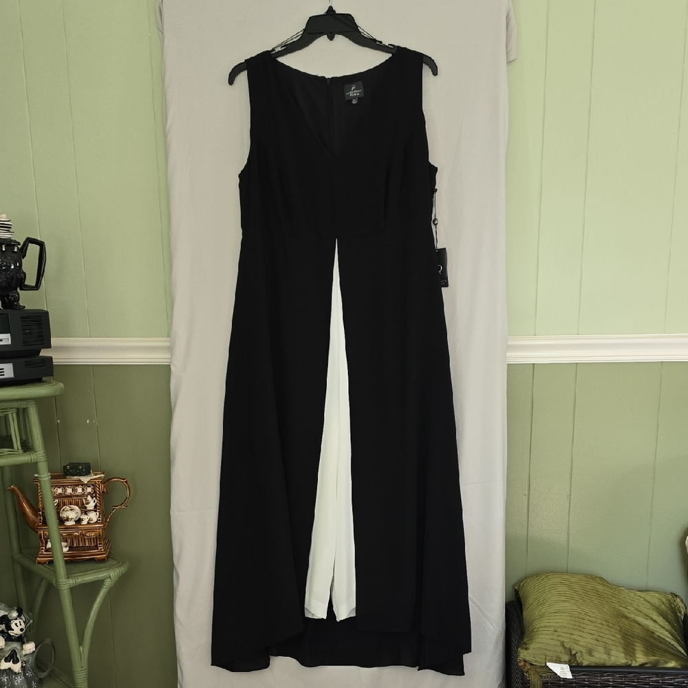 Adrianna Papell Black and White A-line High Low Dress